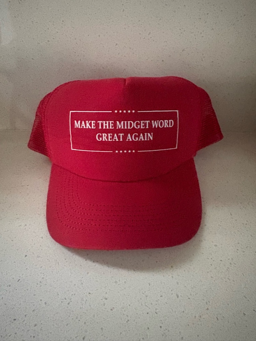 NWOT: Red Mesh Back Trucker Hat with White Slogan